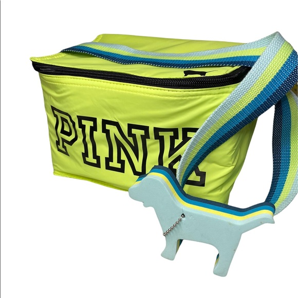 Victoria's Secret PINK cooler yellow Lunch box +Key Chain - Picture 2 of 6
